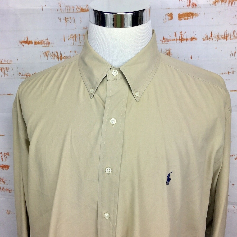 Ralph Lauren Mens Button Down Khaki Shirt 2XL XXL